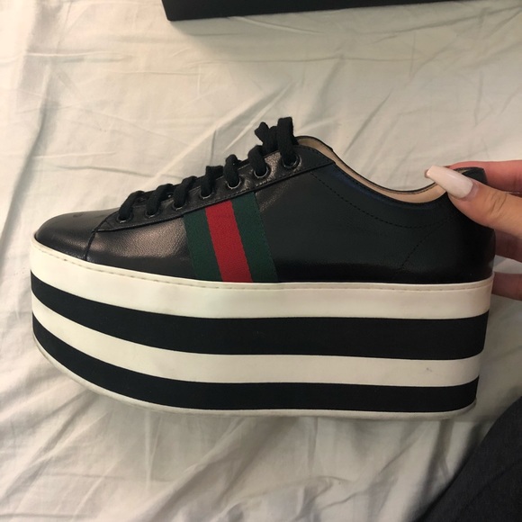 gucci leather platform sneakers